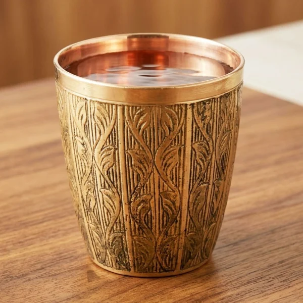 Brass Glass (Gilas), 220 ml, brass, Vedikcraft Moradabad