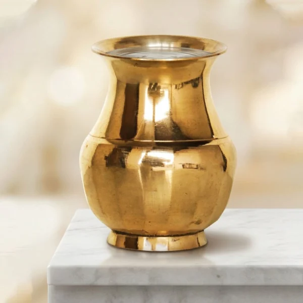 Brass Amkhora for Pooja, 900 ml, 6 inch, brass, Vedikcraft Moradabad