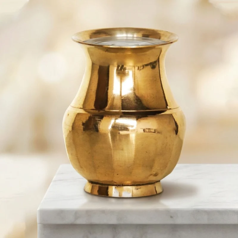 Brass Amkhora for Pooja, 900 ml, 6 inch (No. 7)