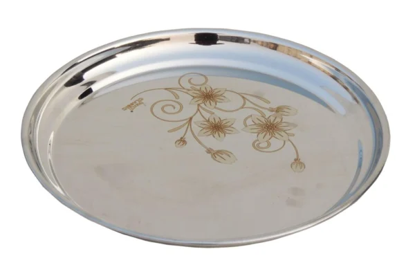 Steel Dinner Plate (Gaugae), 12.5 inch, Vedikcraft Moradabad