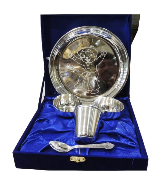 Steel Pooja Thali (Laddu Gopal Bhog), 8 inch, Vedikcraft Moradabad