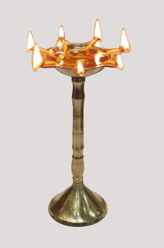 Brass Table Oil Lamp (Samai) (Sada Panas), 9 inch (No. 10)