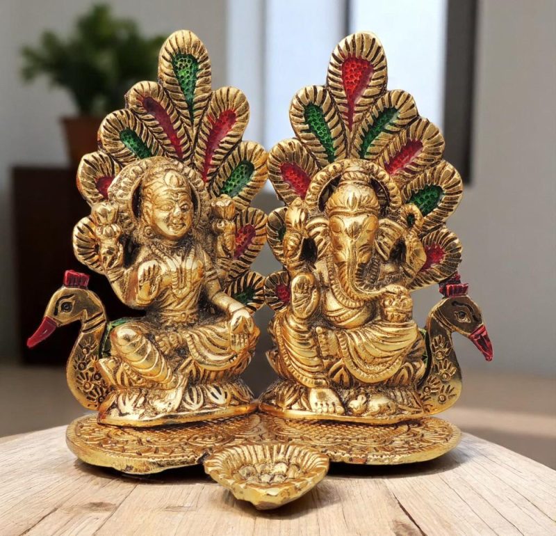 Laxmi Ganesh Murti Pair in Aluminium (Lamxi)