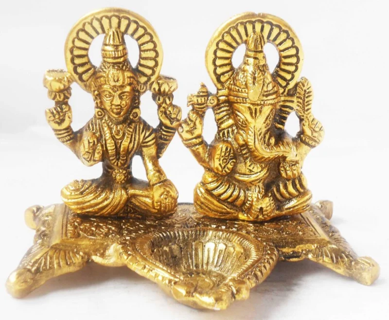 Laxmi Ganesh Murti Pair in Aluminium, 4.5 inch – for Home Mandir
