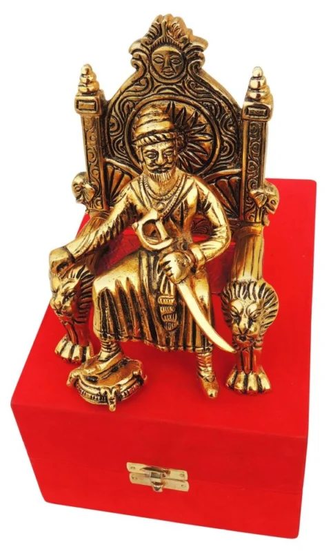 Emblem Statue in Aluminium (Chhatrapati Shiv Maharaja), 6.3 inch – for Office Desk