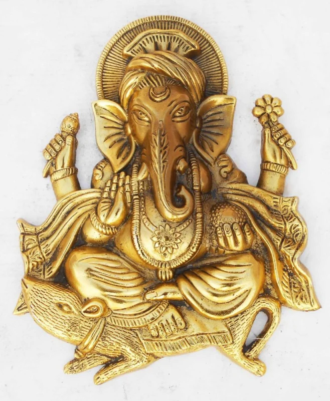 Ganesh Ji Idol in Aluminium (Chuha), 10.5 inch – for Pooja Room