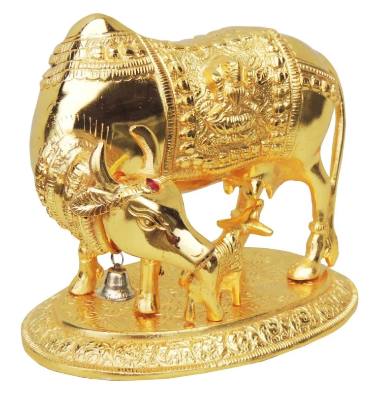 Aluminium Cow with Calf Showpiece, 7.5 inch, 1.5 kg