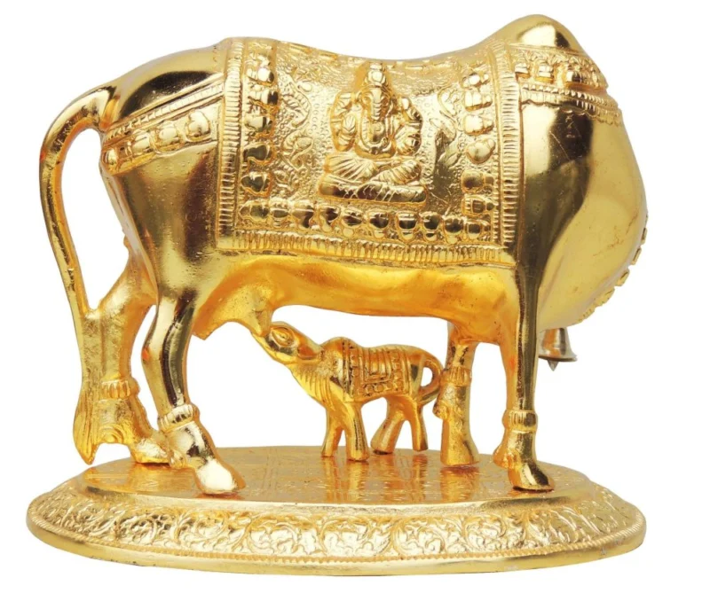 Aluminium Cow with Calf Showpiece, 7.5 inch, 1.5 kg