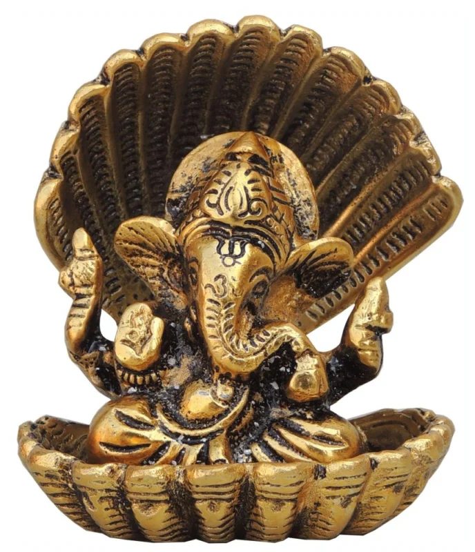 Ganesh Ji Idol in Aluminium (Seep), 3.8 inch