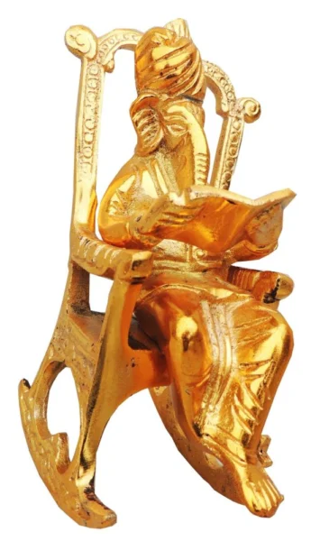 Ganesh Ji Idol in Aluminium (Chair), 6 inch, Vedikcraft Moradabad