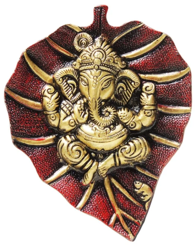 Ganesh Ji Idol in Aluminium (Patta Small), 7.5 inch – for Home Mandir
