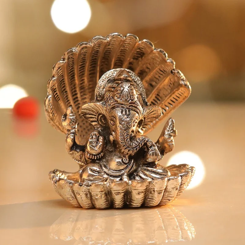 Ganesh Ji Idol in Aluminium (Ganeshji Seep), 4 inch – for Home Mandir