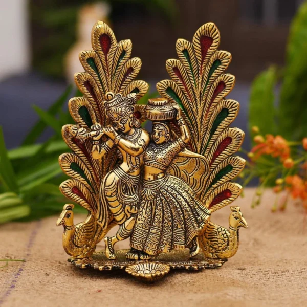 Radha Krishna Idol in Aluminium, 8 inch, Vedikcraft Moradabad