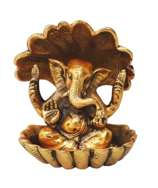 Ganesh Ji Idol in Aluminium (Seep Big), 4.8 inch, Vedikcraft Moradabad