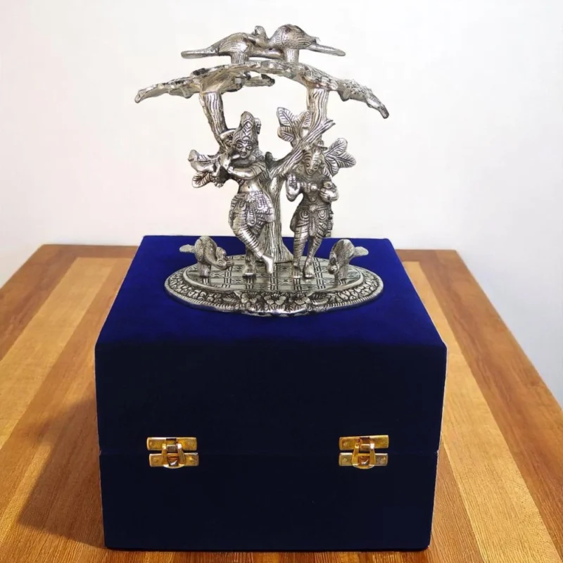Radha Krishna Idol in Aluminium, Standing (Under), 7.5 inch – for Home Mandir