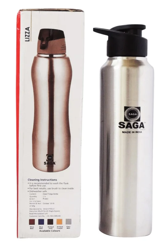 Steel Water Bottle, 1000 ml (Slipper), 11 inch, stainless steel