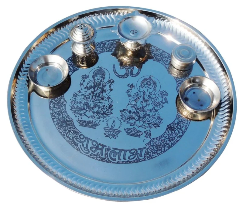 Steel Pooja Thali, 11.4 inch