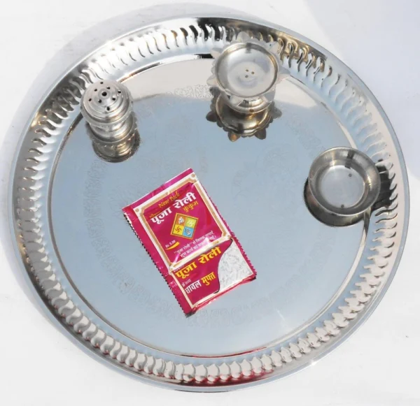 Steel Pooja Thali, 11.5 inch, Vedikcraft Moradabad