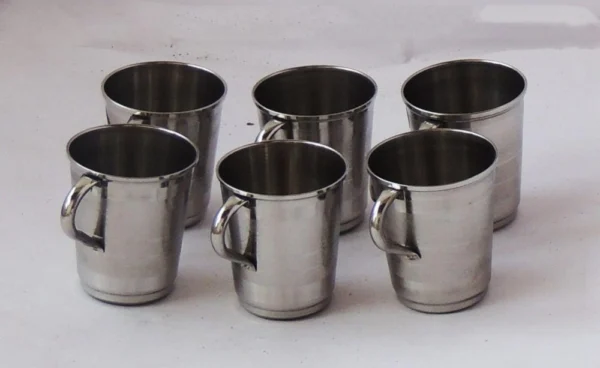 Steel Glass (Gilas) (Cup), 3 inch, Set of 6, Vedikcraft Moradabad