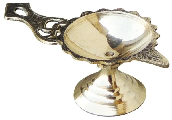 Brass Swastik Diya (Deepak) (Swastic), 1.4 inch, brass, Vedikcraft Moradabad