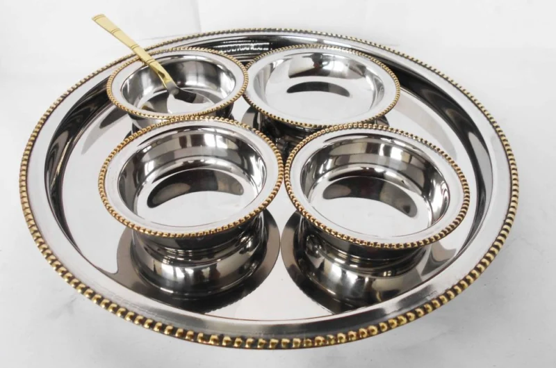 Brass Dinner Set (Thali Set) (Tone), 12.5 inch (Code 702)