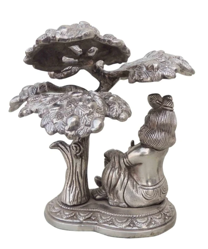 Laddu Gopal Idol in Silver Plated Brass (Makhan Krishna)