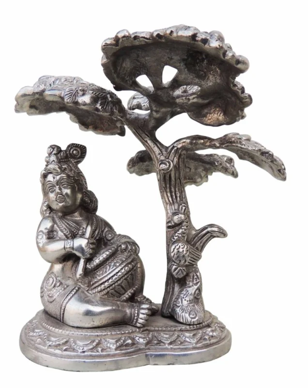 Laddu Gopal Idol in Silver Plated Brass (Makhan Krishna)