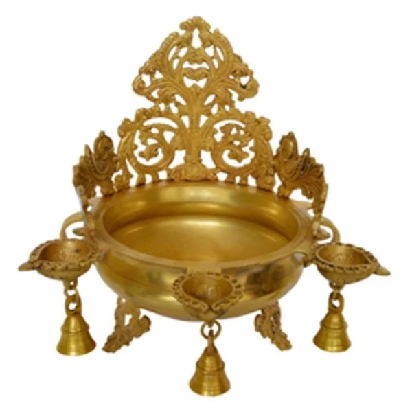 Brass Urli Bowl for Floating Flowers (Decoration Made Carved), 11 inch, brass, Vedikcraft Moradabad